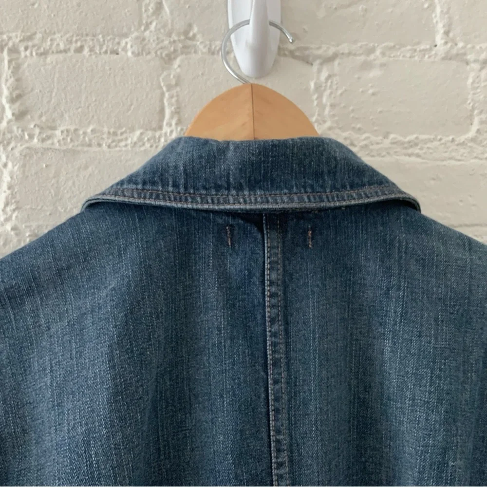 Vintage Chaps Womens Jean Jacket Dark Blue Denim Blazer Jacket Fitted Minimalist - Picture 4 of 14